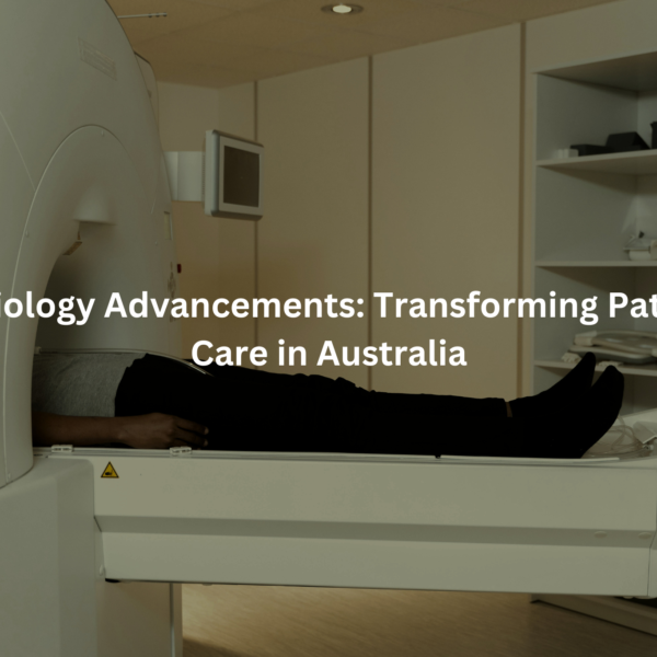 A patient undergoing a radiological procedure, with the machine's curved opening and control panels visible in the frame.