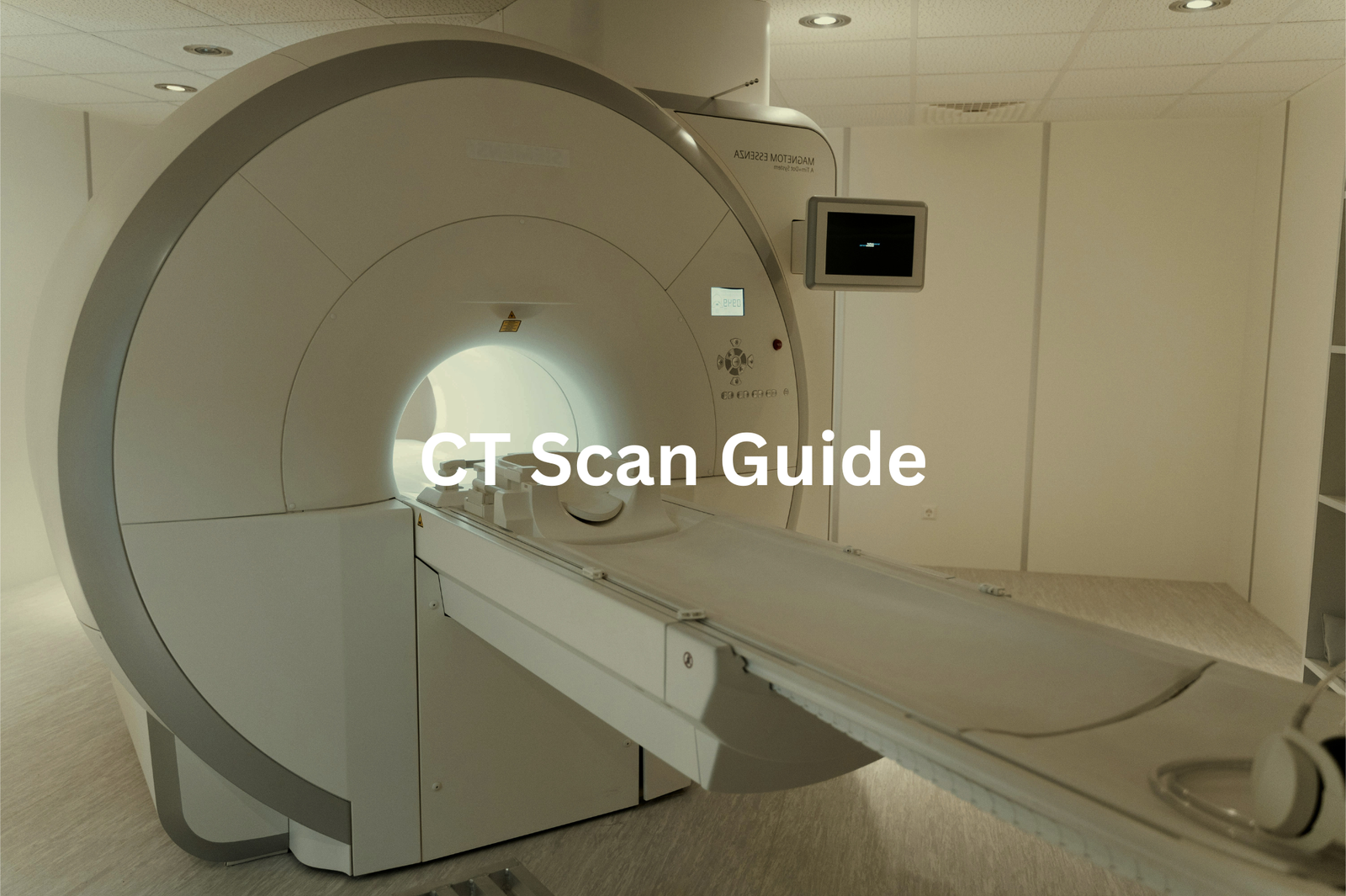 An image of a large medical imaging machine likely a CT scanner with a display screen and controls visible