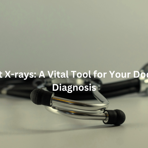 Medical Equipment: A stethoscope and a chest X-ray image, representing essential tools used by doctors for diagnosis.