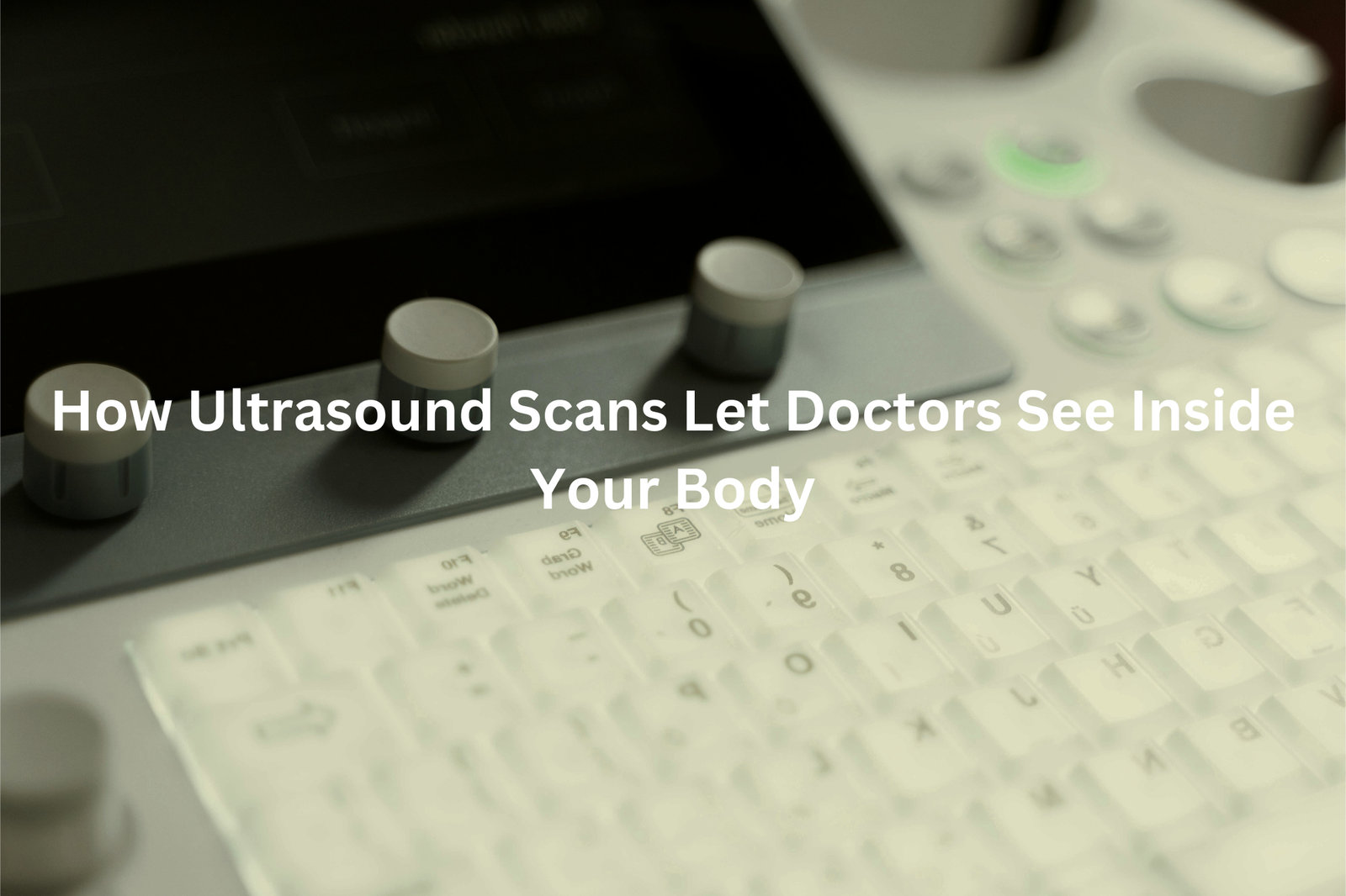 Medical imaging technology: An ultrasound machine and test results showing how this diagnostic tool allows doctors to see inside the human body.