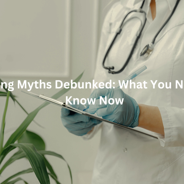 A doctor in a white coat and gloves examining a medical instrument, with text overlay reading "Imaging Myths Debunked: What You Need to Know Now"