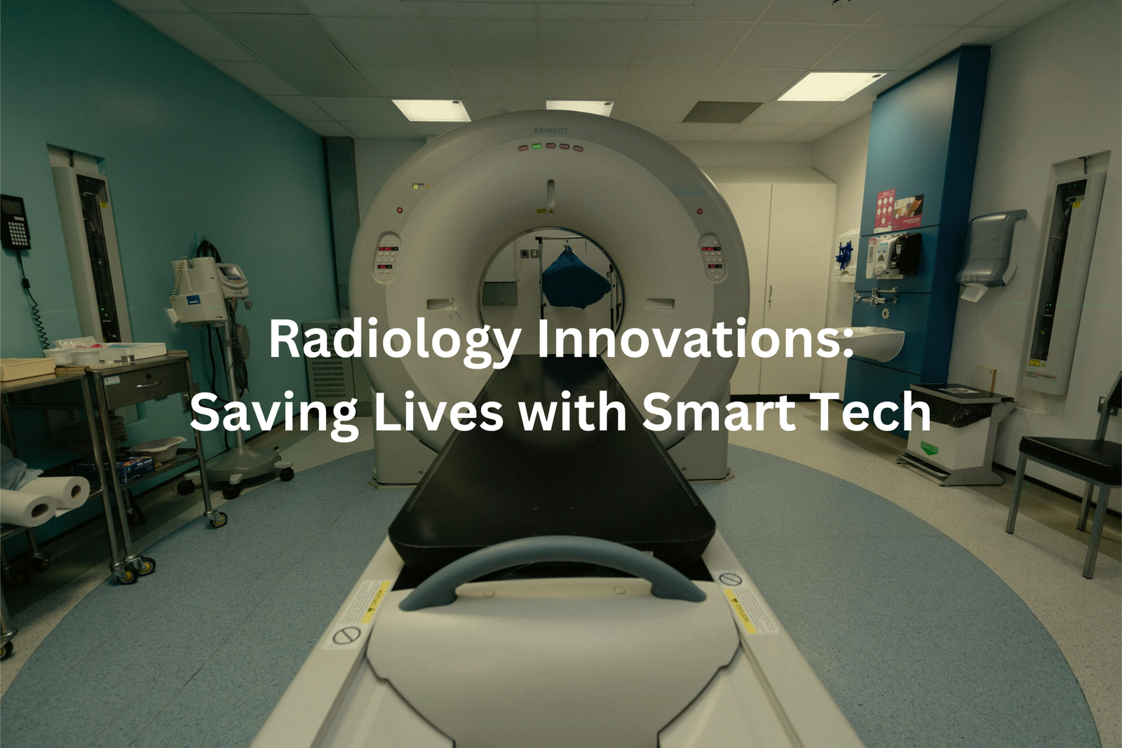 Interior of a modern radiology suite, showcasing the latest smart technology used in medical imaging to improve healthcare.