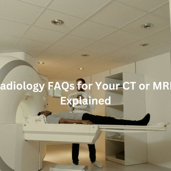 Patient undergoing CT or MRI scan in a medical imaging facility.