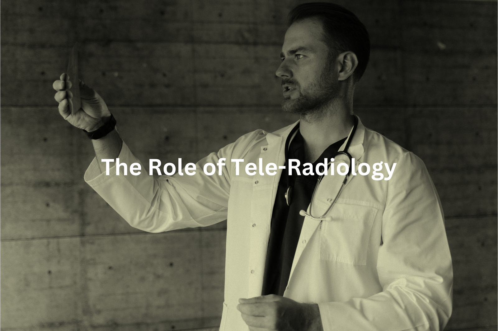 Tele-Radiology Specialist The images title The Role of Tele-Radiology suggests this individual is a tele-radiology specialist using remote technology to analyze and interpret medical scans or images