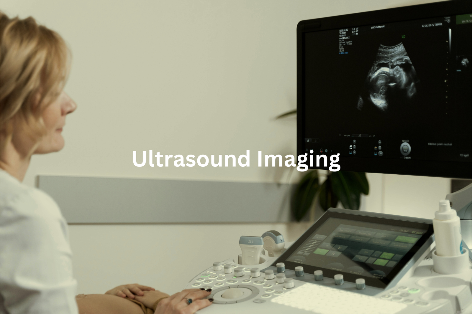 Ultrasound imaging equipment with a healthcare provider using the controls