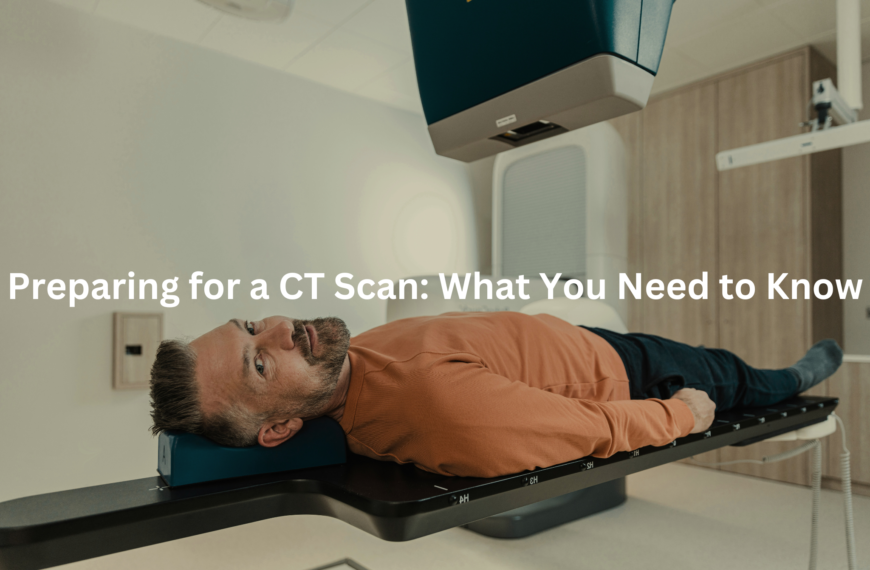 A patient being prepared for a CT scan, lying on a table in a medical facility.