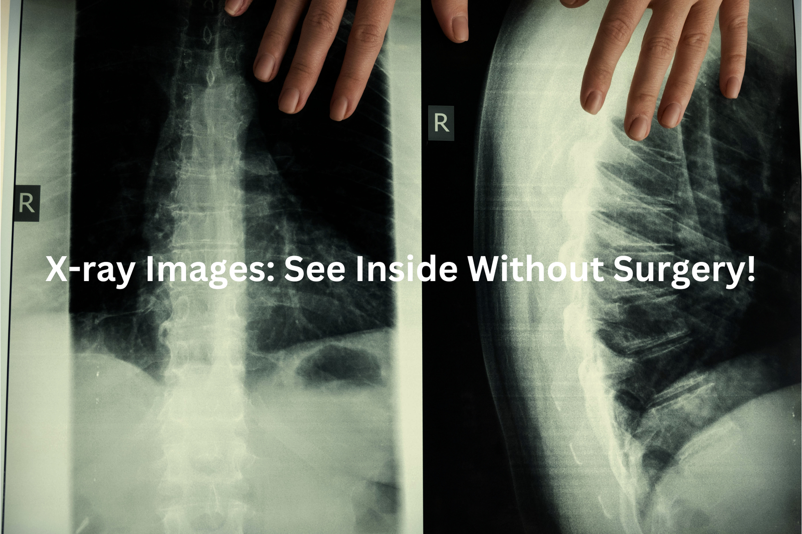 Diagnostic imagery revealing the skeletal framework of a leg, accompanied by informative text about the technology.