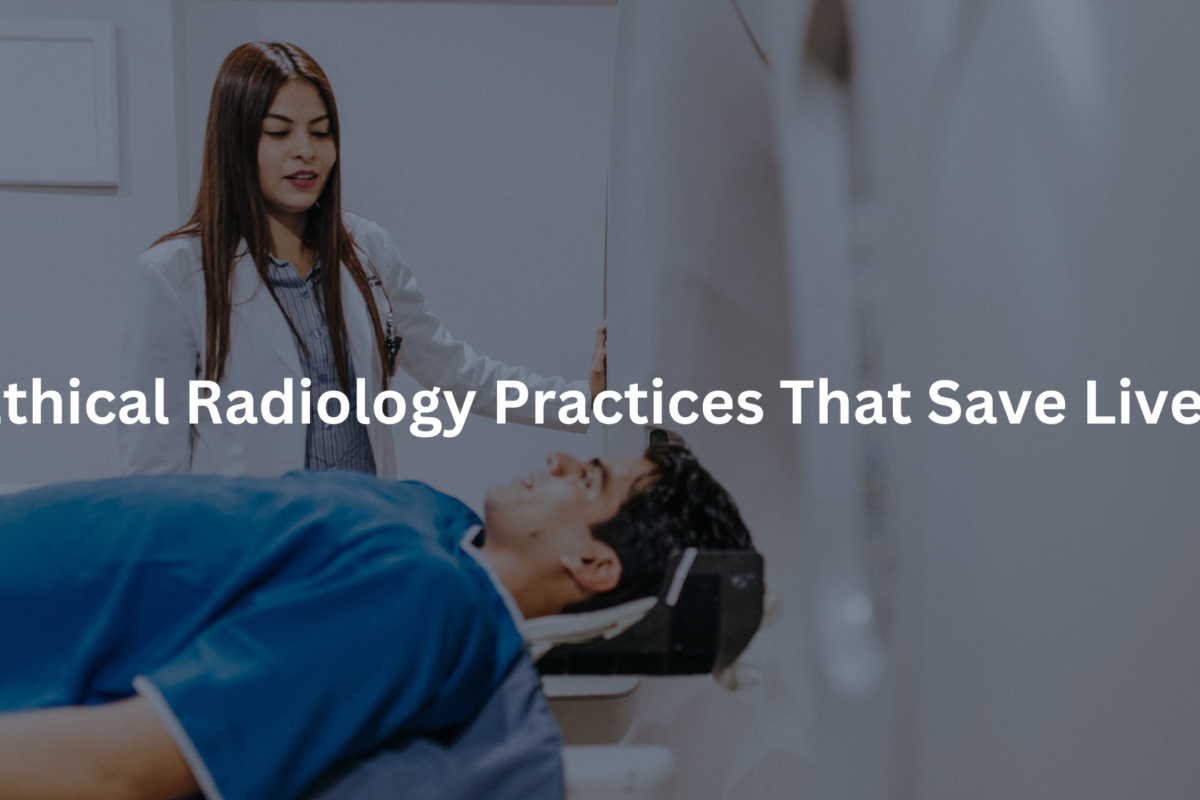 A radiologist thoughtfully approaching the use of medical technology with a focus on patient wellbeing and safety.