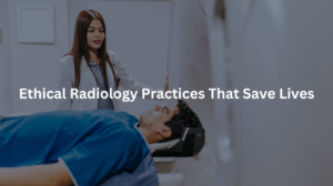 A radiologist thoughtfully approaching the use of medical technology with a focus on patient wellbeing and safety.