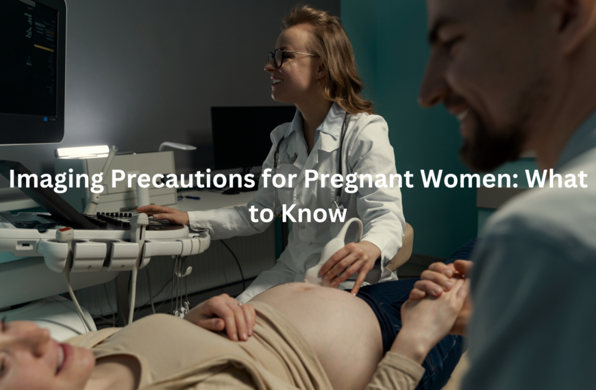 Prenatal imaging consultation: Healthcare provider examining a pregnant patient using an ultrasound machine in a clinical setting