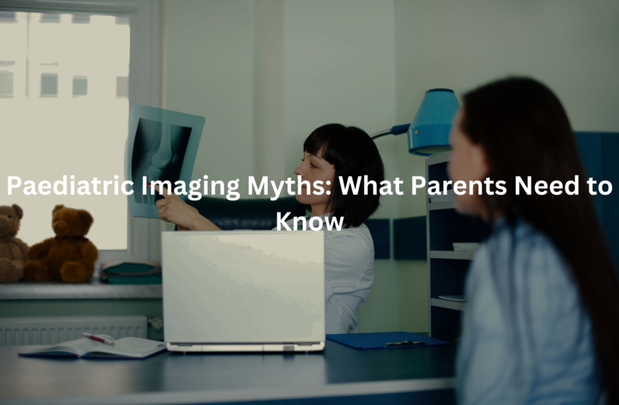 A medical professional examining a diagnostic image on a screen in a pediatric healthcare facility.
