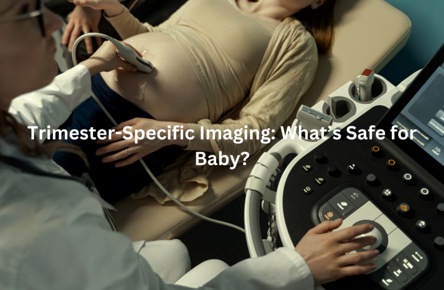 Close-up of a pregnant woman's abdomen undergoing a medical ultrasound examination, with various medical instruments and controls visible.