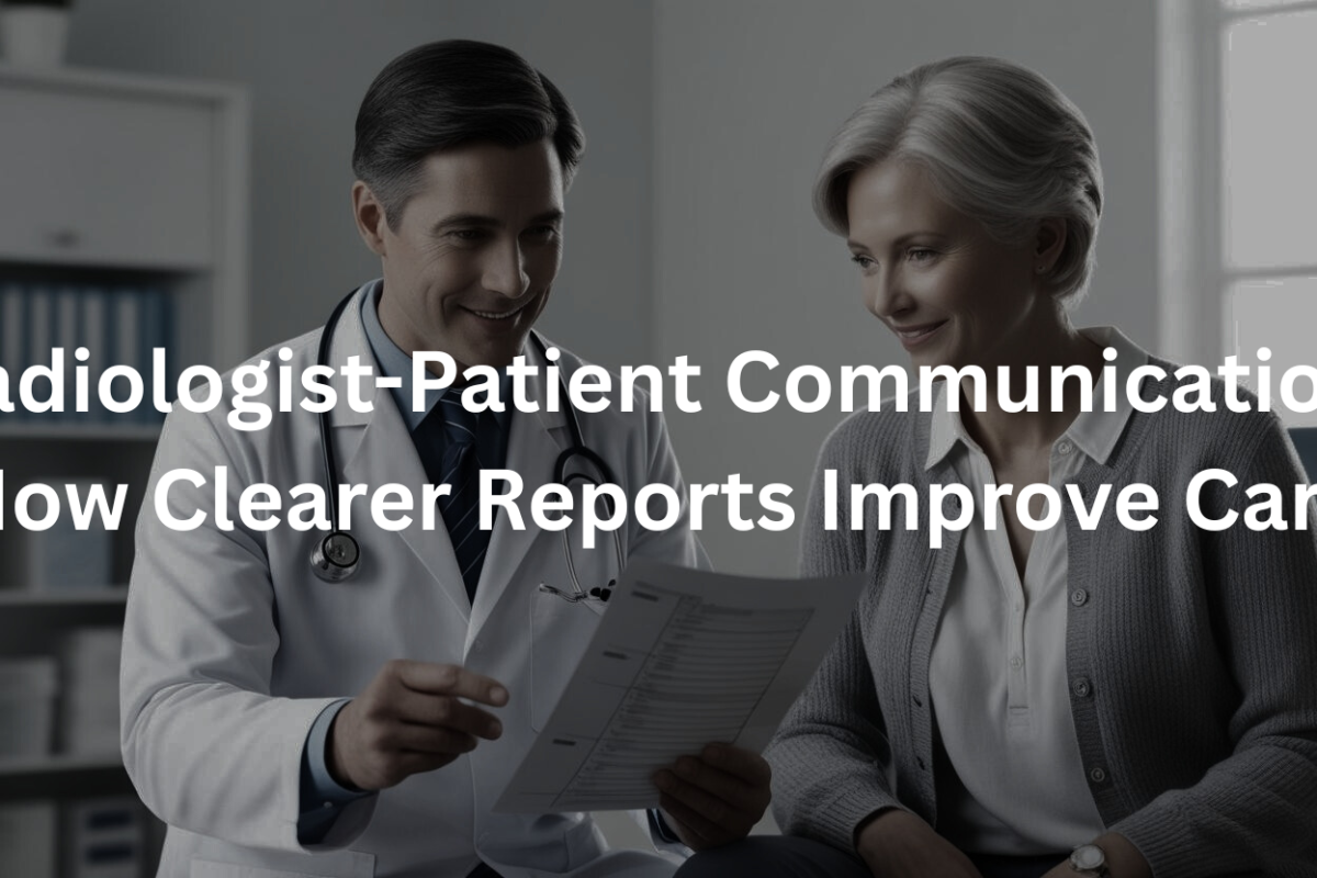 A radiologist discussing medical imaging results with a patient, highlighting the importance of clear communication in healthcare.